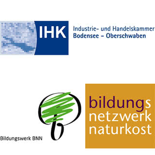 Das Bild zeigt Logos von Organisationen, darunter die Industrie- und Handelskammer Bodensee-Oberschwaben und das Bildungsnetzwerk Naturkost.