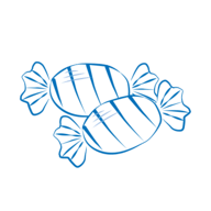 Auf dem Bild sind zwei bonbonförmige Süßigkeiten zu sehen.