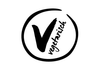 Auf dem Bild ist ein Logo zu sehen, das für vegetarische Produkte steht.