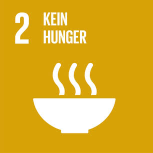 Das Bild symbolisiert das Ziel „Kein Hunger“ und zeigt eine dampfende Schüssel, die auf die Bekämpfung von Hunger hinweist.